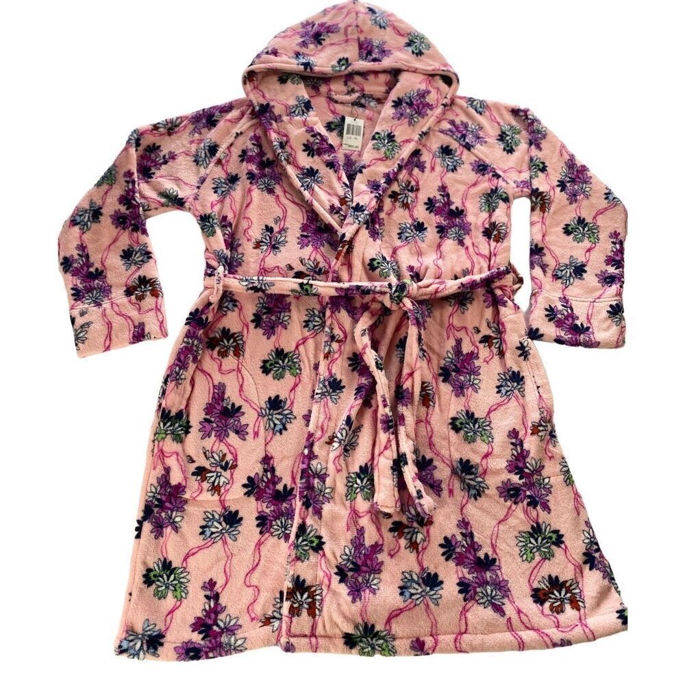 VERA BRADLEY L/XL Fleece Hooded Robe in HOPE BLOOMS LIGHT PINK